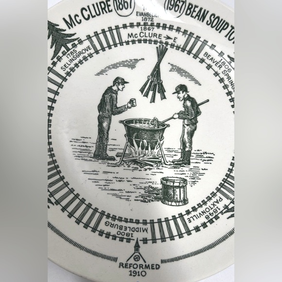 Vintage KettlespringsKilns Alliance, Ohio cream&green collector plate McClure,PA - Picture 2 of 3